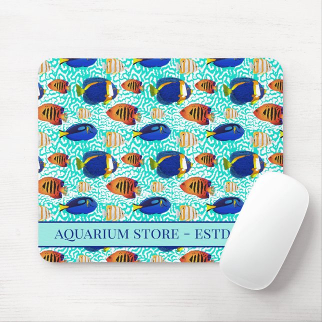 Mousepad Peixes de Aquário Tropical de Azul e Laranja (Com mouse)