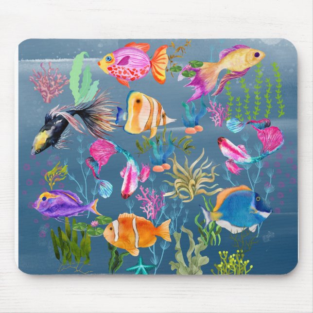 Mousepad Peixes de Coral, Oceano Azul (Frente)