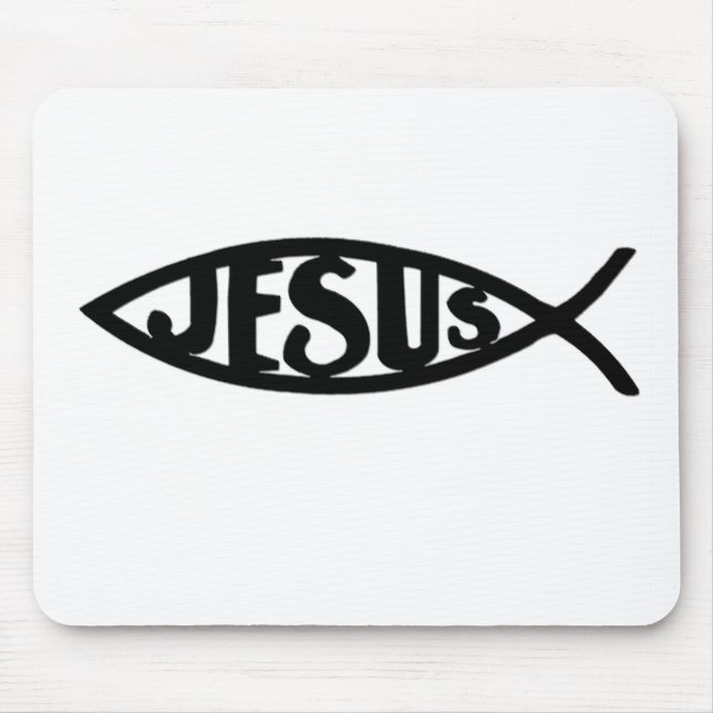 Mousepad Peixes de Jesus (preto do tapete do rato) (Frente)