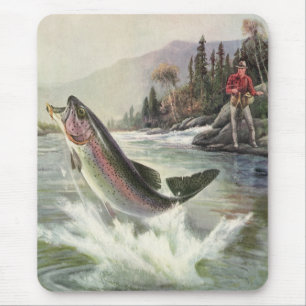 Mousepad Peixes de trutas do arco-íris Vintage