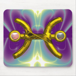 Mousepad PEIXES Dourado Sinal de Aniversário Zodiac,Pérol