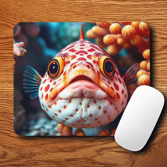 Mousepad Peixes Engraçados e Coral Perto  (Criador carregado)