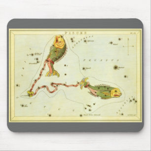 Mousepad Peixes, Espelho de Urânia da Constelação Vintage