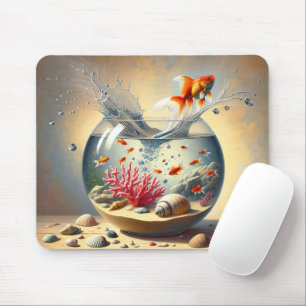 Mousepad Peixes-Goldfish escapando do aquário