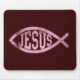 Mousepad Peixes Ichthys Mousepas católico cristão de Jesu