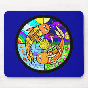 Mousepad Peixes Pyschedelic Mandela elementar de Koi