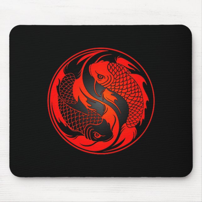 Mousepad Peixes vermelhos e pretos de Yin Yang Koi (Frente)