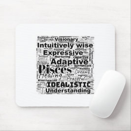 Mousepad Peixes Word Cloud Zodiac Inspiração