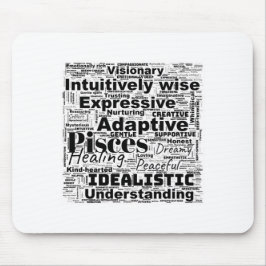 Mousepad Peixes Word Cloud Zodiac Inspiração