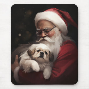 Mousepad Pekingese com Papai Noel Natal Festivo