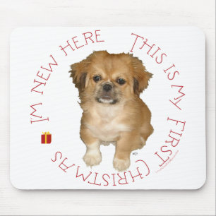 Mousepad Pekingese Pup First Christmas