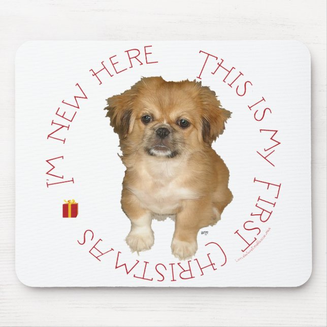 Mousepad Pekingese Pup First Christmas (Frente)