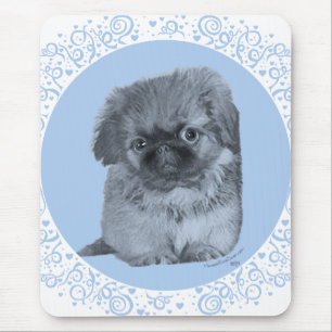 Mousepad Pekingese Puppy Blue