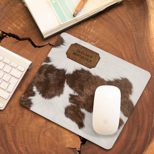 Mousepad Peles de Vaca e Couro Brancos Castanhos (Criador carregado)