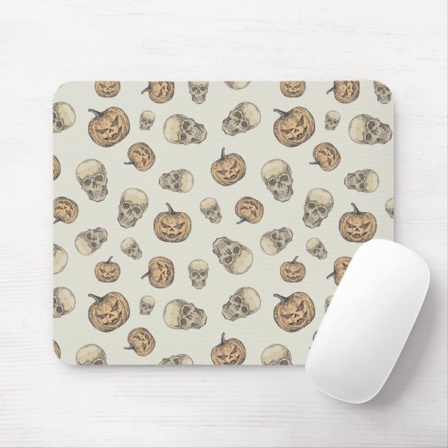 Mousepad Peles e Pumpkins Padrão de Halloween (Com mouse)