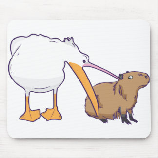 Mousepad Pelican tenta comer Capybara Funny Cute Kawaii