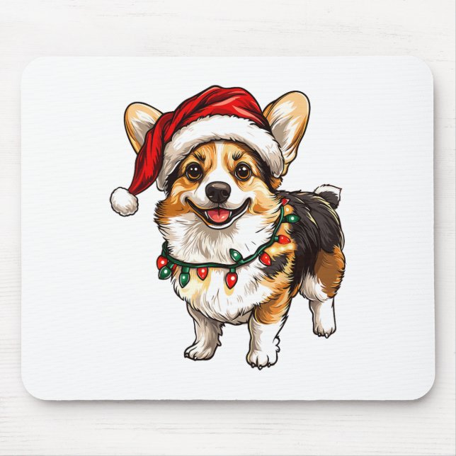 Mousepad Pembroke Welsh Corgi Papais noeis Árvore de Natal  (Frente)