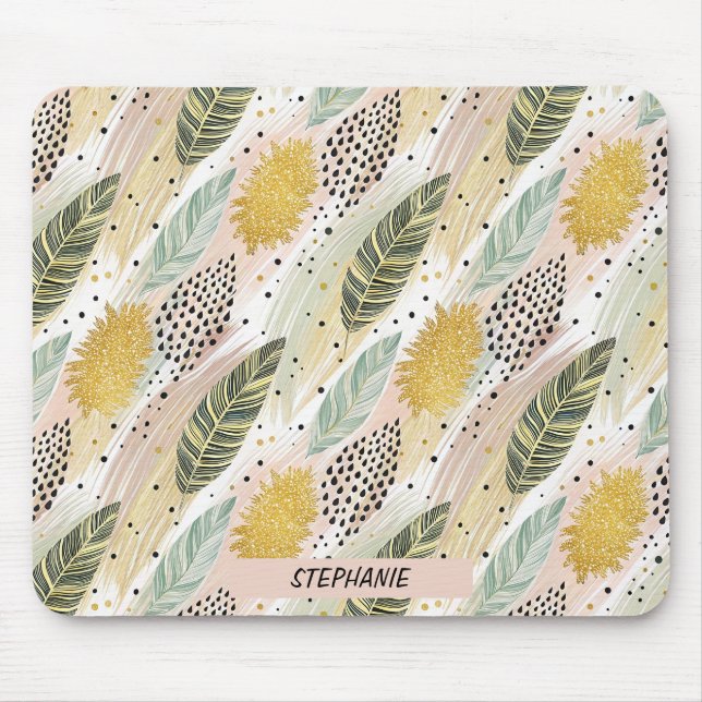 Mousepad Pena Elegante e Abstrato Brushbraste Sem Costura (Frente)