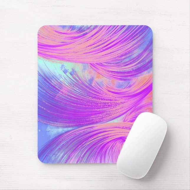 Mousepad Penas de Abstrato cor-de-rosa na moda (Com mouse)