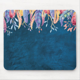 Mousepad Penas De Aquarela Com Couro Azul
