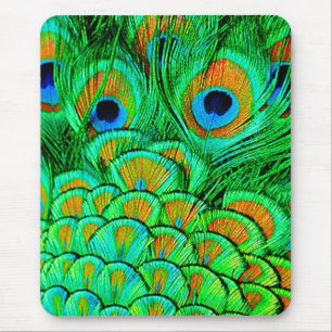 Mousepad Penas de Peacock Falso Padrão Abstrato