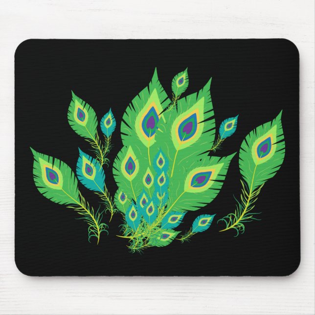 Mousepad Penas de Peacock | Pássaros-Pássaros | Natureza (Frente)