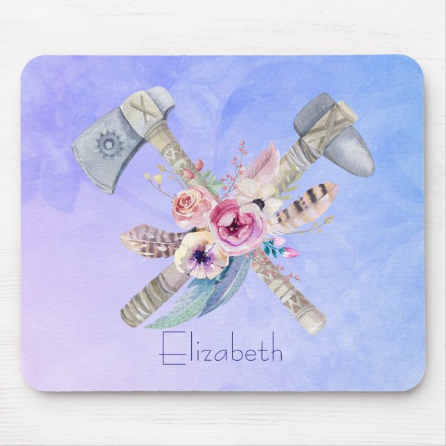 Mousepad Penas e flores de Tomahawk Design (Frente)