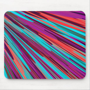 Mousepad Penas Geométricas de Abstrato de Teal Laranja Lila