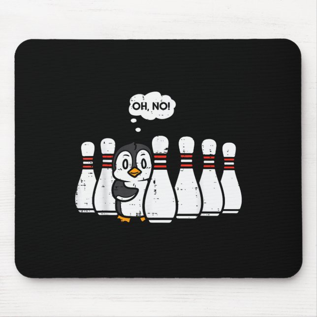Mousepad Penguin Bowling Ns Oh No Funny Bowler Player Men W (Frente)