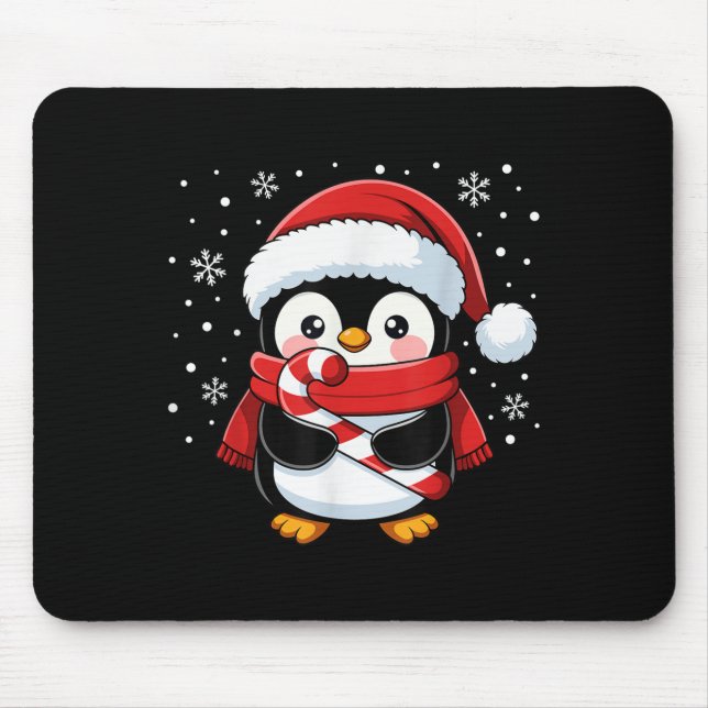 Mousepad Penguin Christmas Candy Cane Winter Toddler Girl B (Frente)