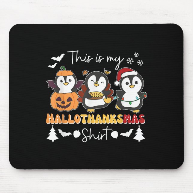 Mousepad Penguin Christmas Halloween This Is My Hallothanks (Frente)