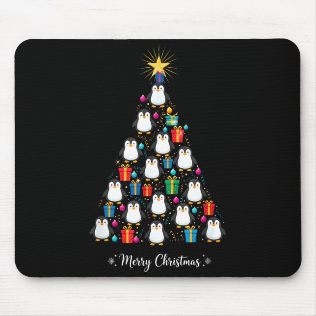 Mousepad Penguin Christmas Tree Xmas Day Holiday Men &amp;  (Frente)