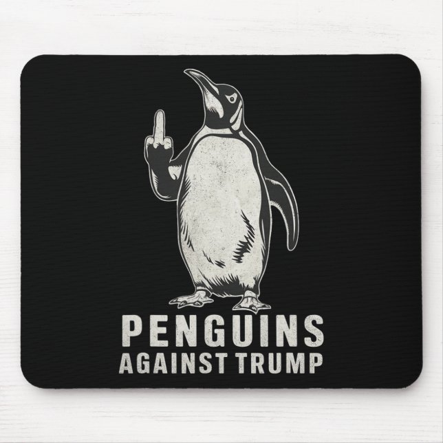 Mousepad Penguin Flippers Up Middle Finger Penguins Against (Frente)