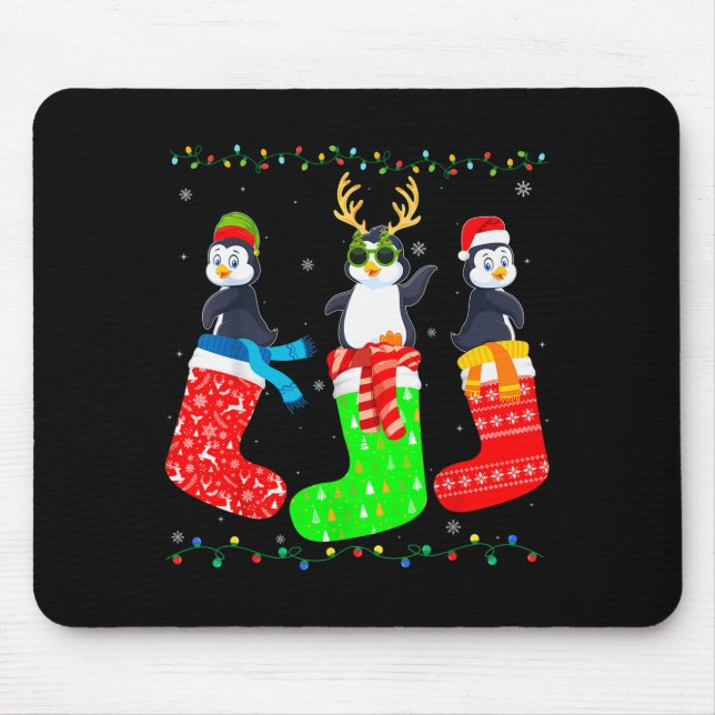 Mousepad Penguin In Xmas Socks Funny Holiday Ugly Sweater C (Frente)