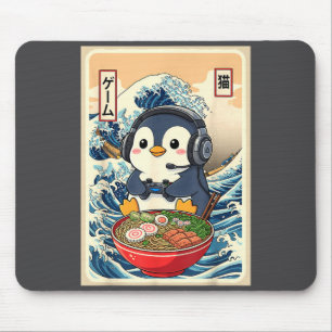 Mousepad Penguin Kawaii Ramen Japonês Macarrão Jogos Retrô
