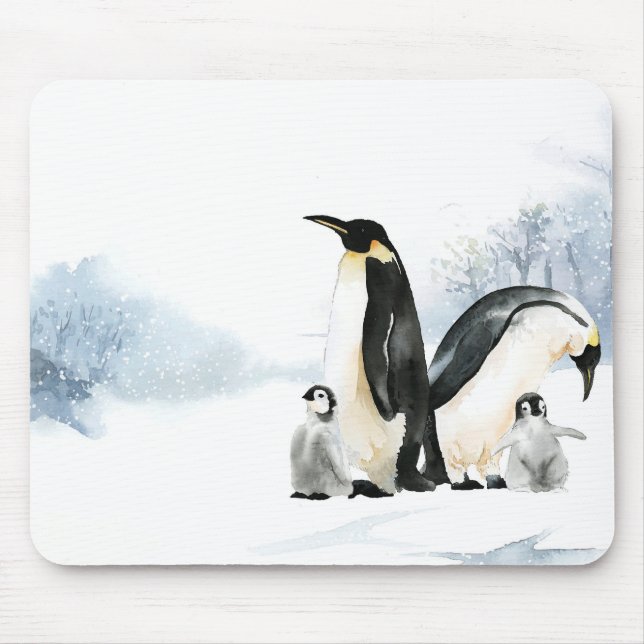 Mousepad Penguin Watercolor (Frente)