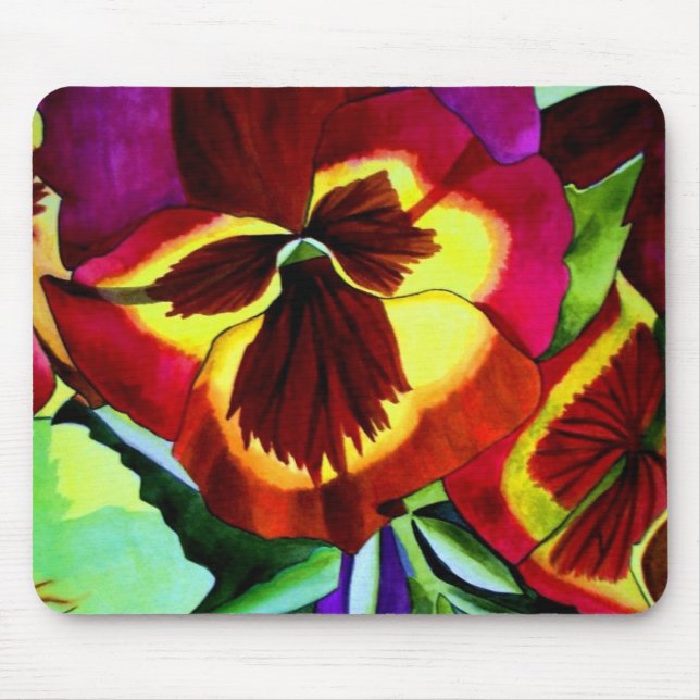 Mousepad Pense violeta aquarela flor arte original (Frente)