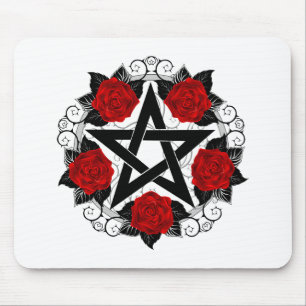 Mousepad Pentagram with Red Roses