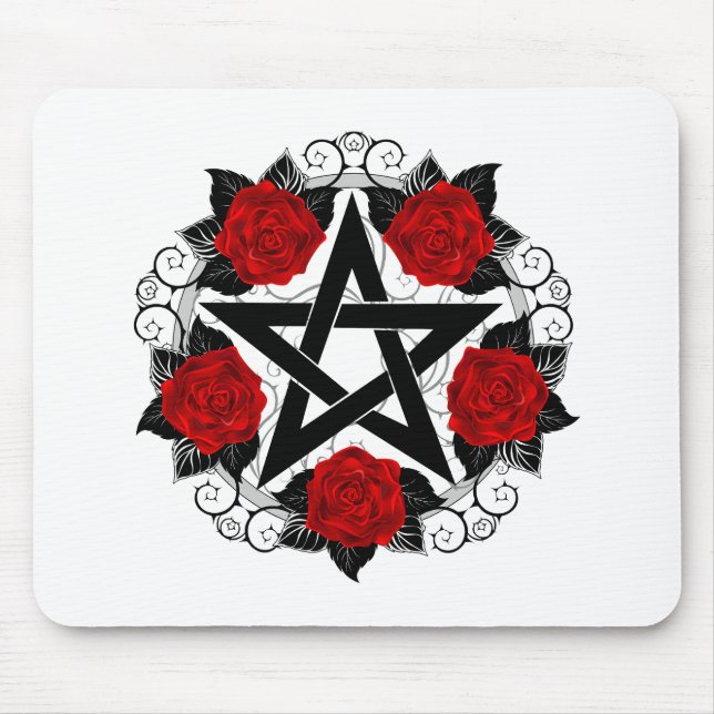 Mousepad Pentagram with Red Roses (Frente)