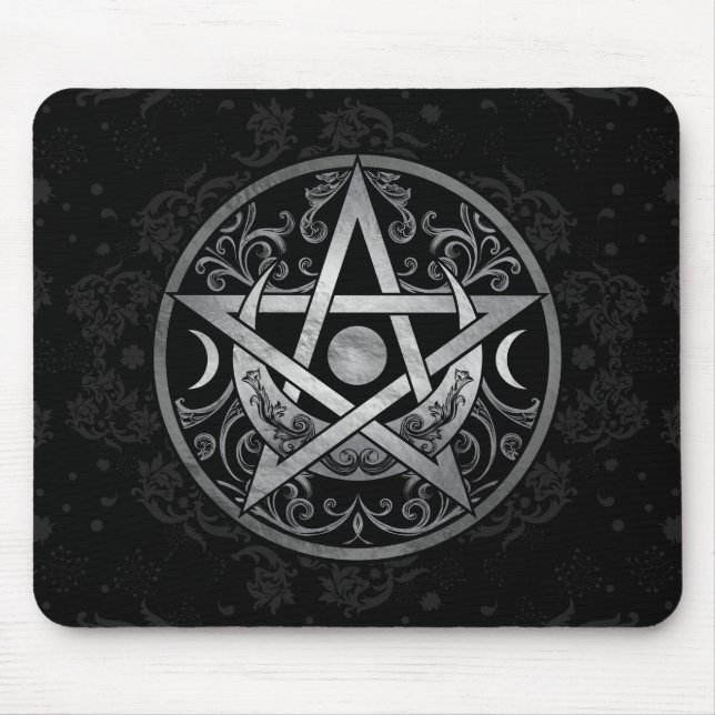 Mousepad Pentagrama - Prata e Preto (Frente)