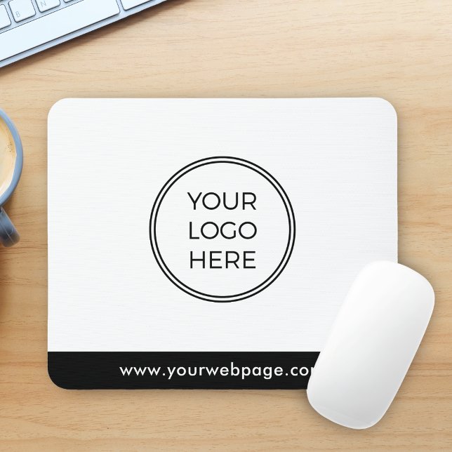 Mousepad Penteado Preto Moderno Minimalista Logotipo Empres (Add your logo and webpage, company name, or tagline.)