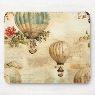 Mousepad Peônia de Balão Antigo Botânico Viagem