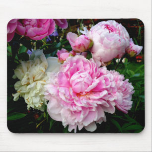 Mousepad Pêonias brancas e rosa