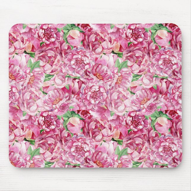 Mousepad Peônias de cor-de-água rosa (Frente)