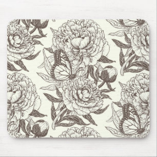 Mousepad Peônias e borboletas bloqueiam impressão, número l