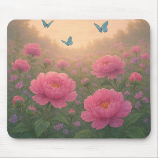 Mousepad Peony Flower Field no Sunset