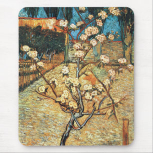 Mousepad Pequena árvore de pera em flor por Vincent van Gog