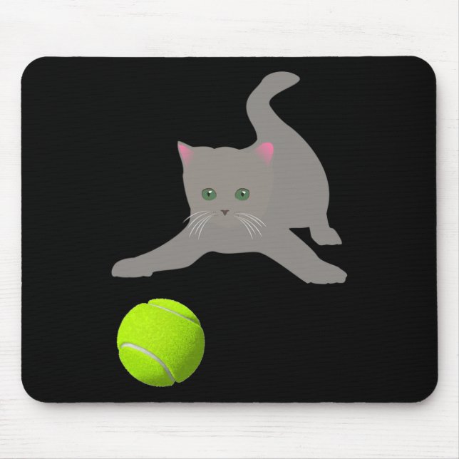 Mousepad Pequena Gatinha Brincando Com Um Gato De Tênis (Frente)