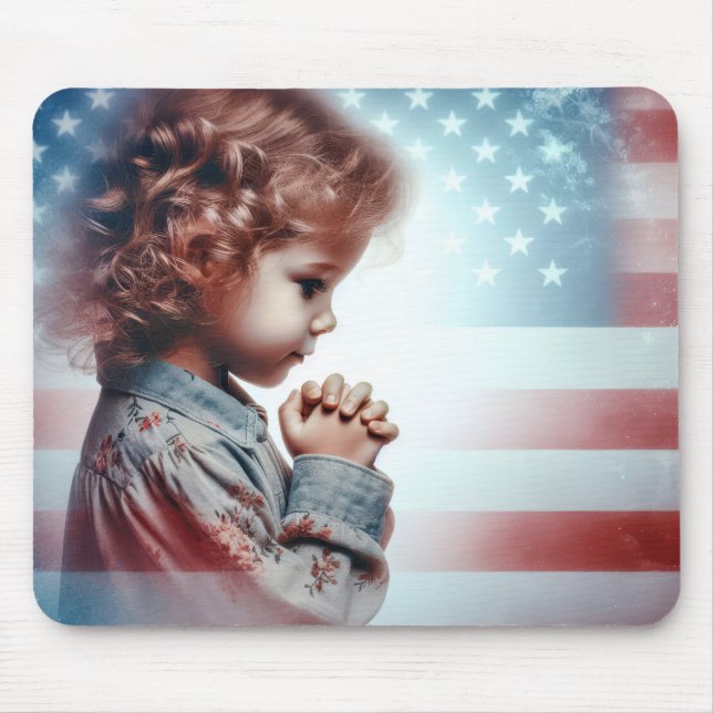Mousepad Pequena menina americana rezando (Frente)
