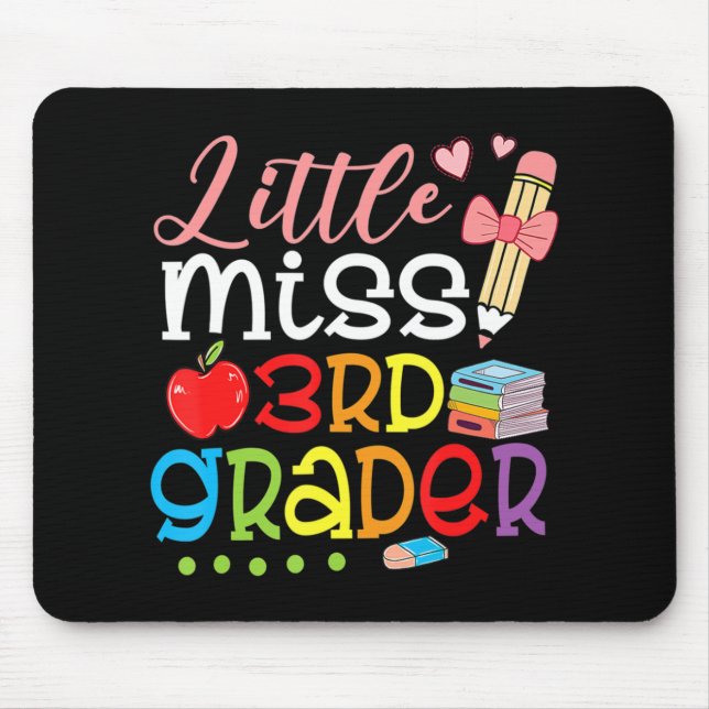 Mousepad Pequena Miss 3º Ano De Volta Às Meninas Escolares  (Frente)